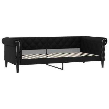 Daybed – Slaapbank – Sofa Bed – Ligbed – Bank – Mat Zwart – Hardhouten Frame – 80x200 cm – Duurzaam Synthetisch Leer – Gemakkelijk Te Monteren