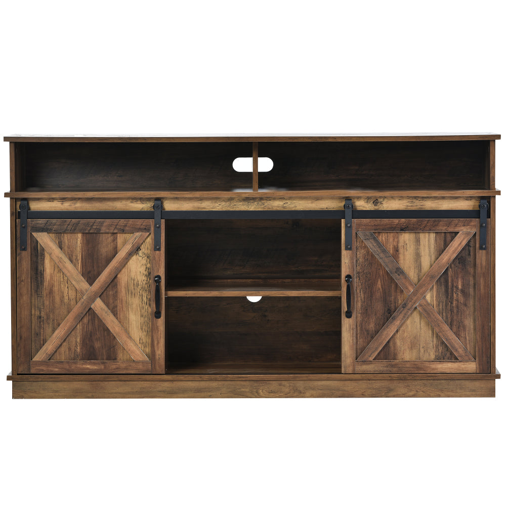 Dressoir – Sideboard – Opbergkast – Buffetkast – Lage Kast – Donkerbruin – X-Patroon Schuifdeuren – Verstelbare Planken – Ruimtebesparend Ontwerp – 148 cm Breed