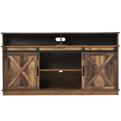 Dressoir – Sideboard – Opbergkast – Buffetkast – Lage Kast – Donkerbruin – X-Patroon Schuifdeuren – Verstelbare Planken – Ruimtebesparend Ontwerp – 148 cm Breed