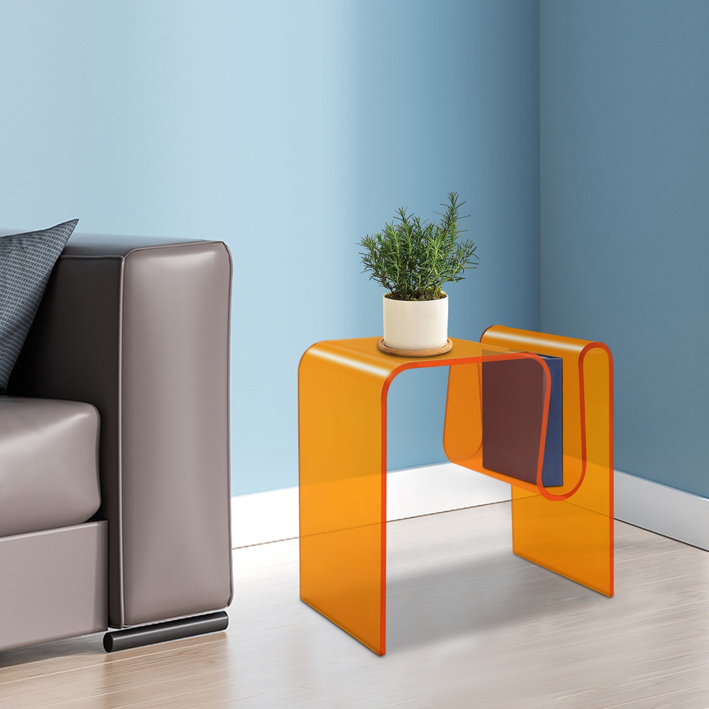 Bijzettafel – Side Table – Salontafel – Nachtkastje – Banktafel – M-Vorm – Acryl – Ruimtebesparend Design – Krasbestendig & Gemakkelijk Schoon Te Maken