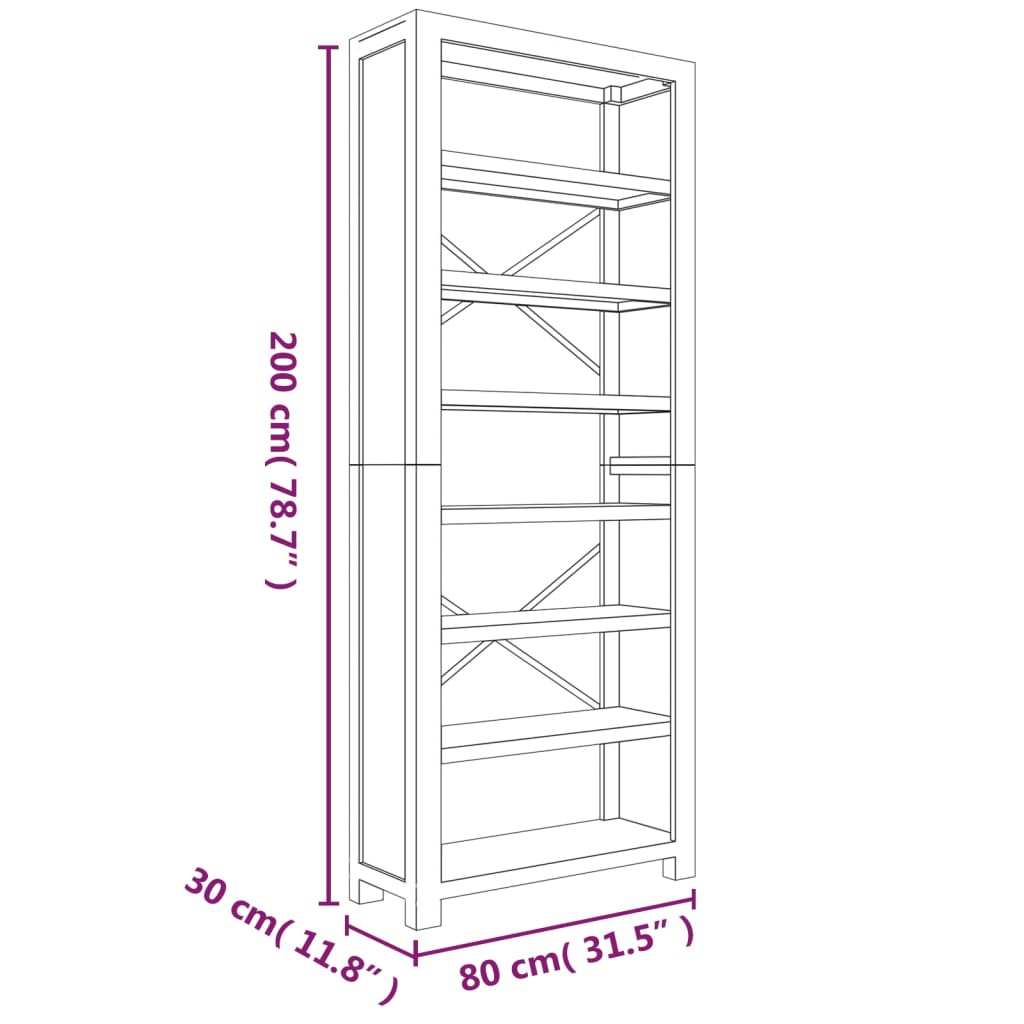 Boekenkast – Boekenkastje – Boekenrek – Vakkenkast – Stellingkast – Massief Acaciahout – 7 Open Planken