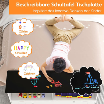 Speelgoedkast – Opbergkast – Kinderkast – Speelgoedopberger – Kinderboekenkast – MDF Hout – 4 Lades Met Wieltjes – 121 x 33 x 62 cm