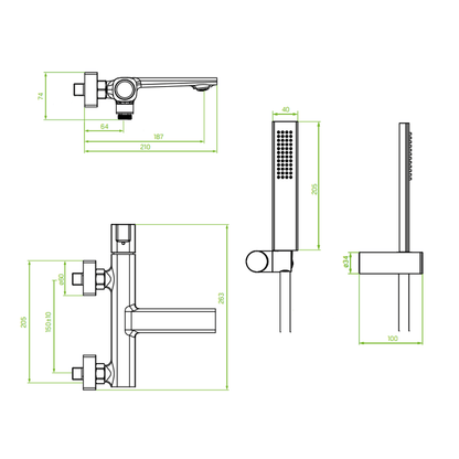 Wandkraan Bad – Badkraan Wand – Badkuipkraan – Douchekraan – Geborsteld Goud – Keramische Cartridge – Antikalk NEOPERL Aerator