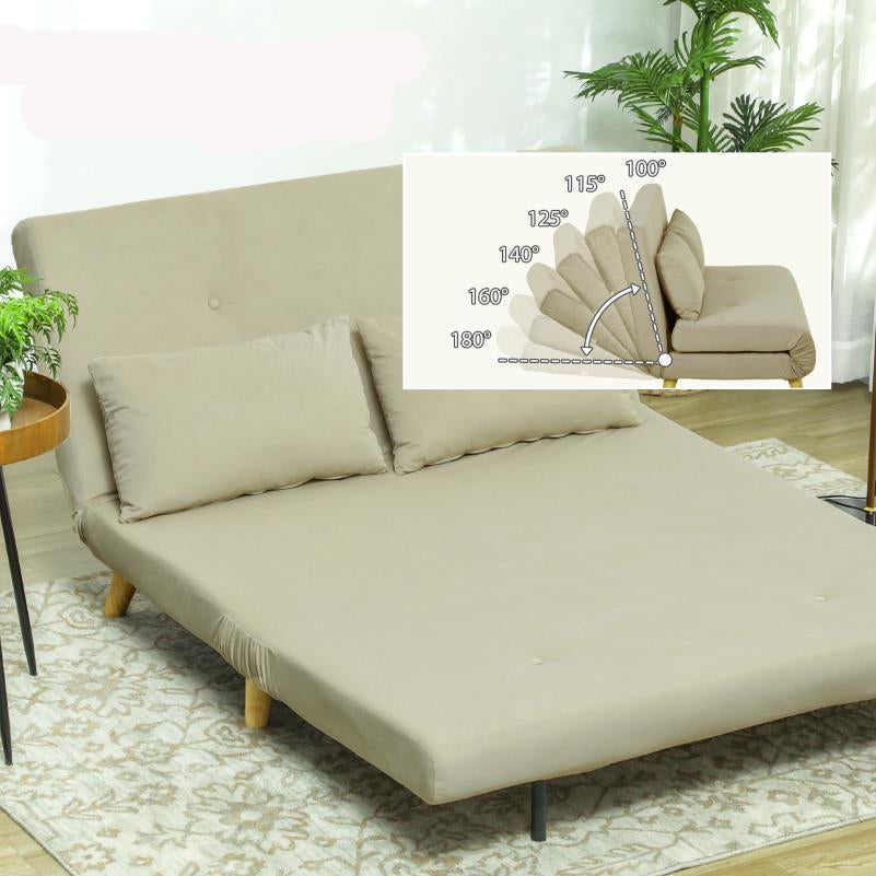 Slaapbank – Bedbank – Soggiorno Bed – Gameroom Sofa – Zithoek Bed – Verstelbare Rugleuning – Compact 130x78 cm – Velvet Look Polyester – Stevig Houten Frame