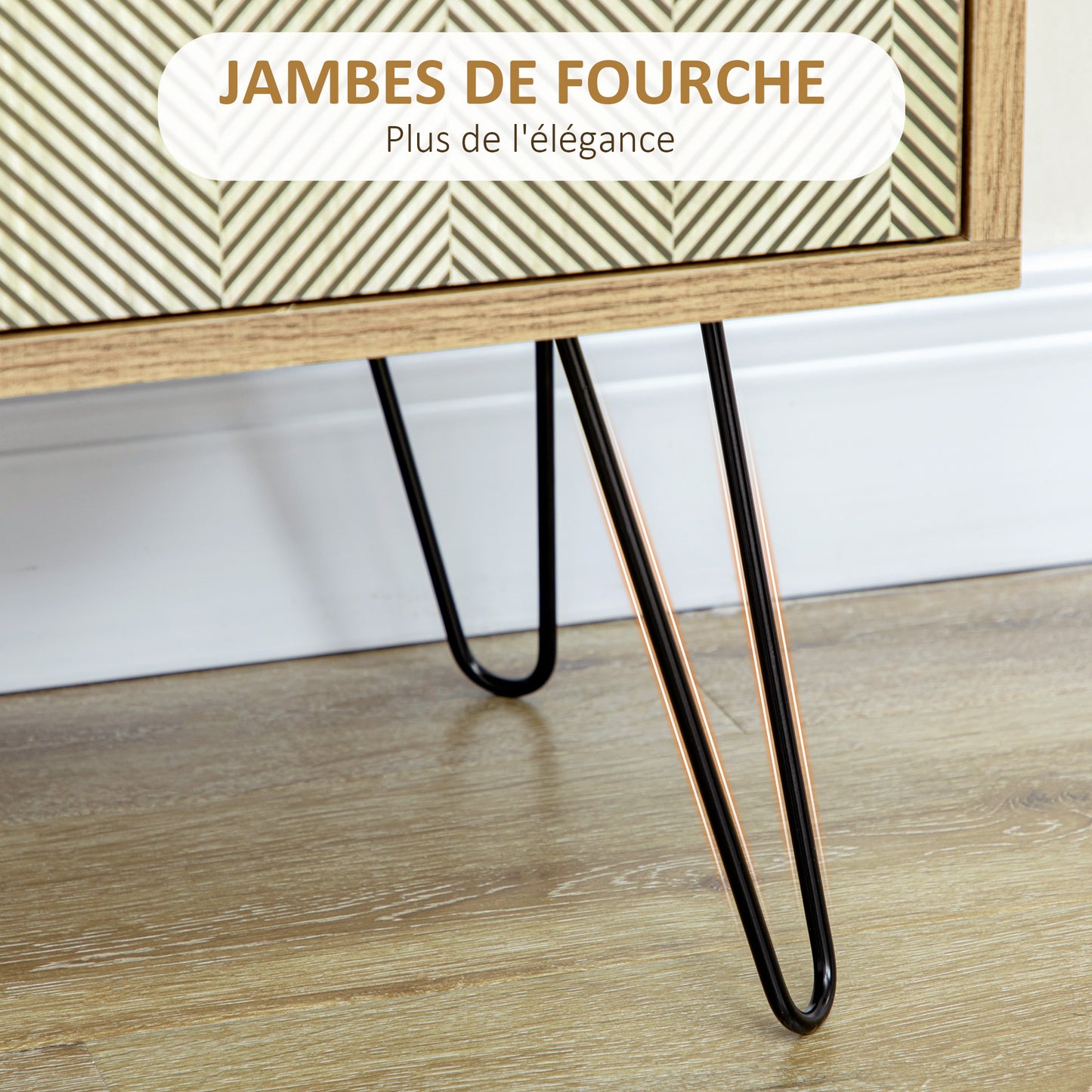 Bohemian Style HOMCOM 4-Drawer Dresser with 1 Cabinet - Hairpin Legs - Brown, 79 x 39 x 86 cm