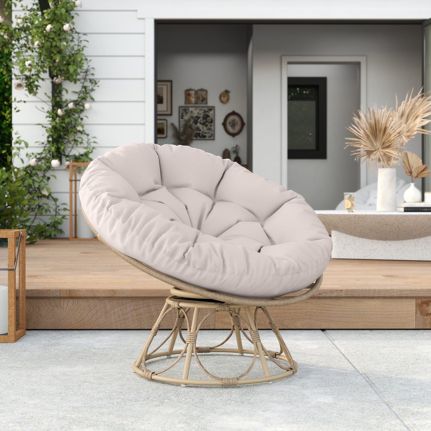 Papasanstoel – Papasstoel – Mandstoel – Draaistoel – Loungestoel – 360° Draaibaar – Weerbestendig PE Rattan