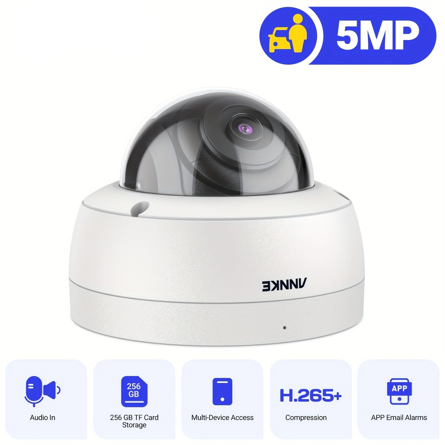 5MP Beveiligingscamera – IP Camera – Turret Camera – Surveillancesysteem – PoE Camera – AI Detectie – Kleurennachtzicht Met Microfoon
