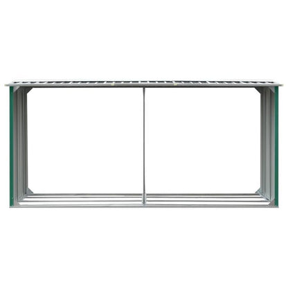 Houtopslag Schuur – Houtberging – Tuinschuur – Buitenberging – Berging Tuin – Groen – Stevige Constructie – Weerbestendig Gegalvaniseerd Staal – 330x92x153 cm