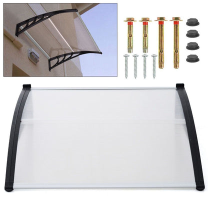 150cm Durable Polycarbonate Door Canopy Awning - Easy Assembly, Weather-Resistant Outdoor Shade for Front & Back Porch