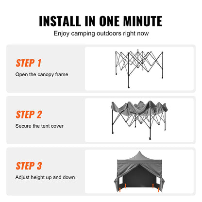 Pop-up Gazebo – Opvouwbare Tent – Buitenoverkapping – Partytent – Tuinkamer – Verstelbare Hoogte – Waterafstotende 500D PU Coating