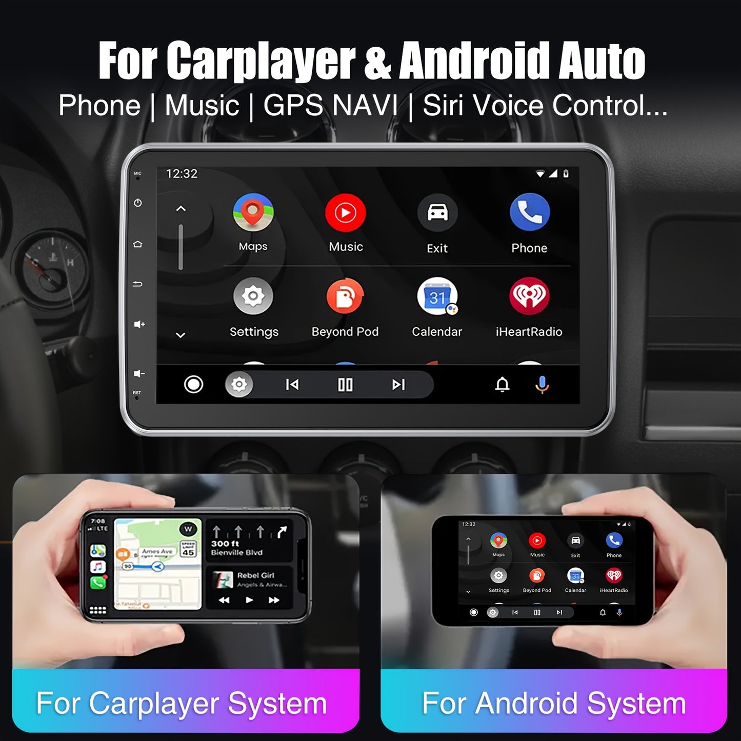 Autoradio – Car Stereo – Multimedia Speler – Android Auto – DAB Radio – 10,1 Inch Draaischerm – Android 14.0 – GPS Navigatie