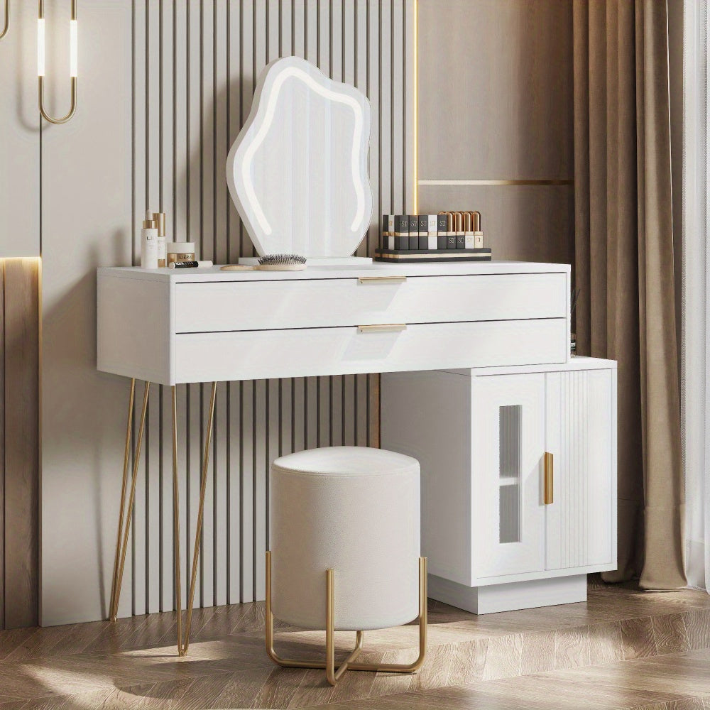 Kaptafel – Make-uptafel – Cosmetica Tafel – Opmaaktafel – Witte Kaptafel – Uittrekbaar Ontwerp – Modern Design – 100x78x40 cm