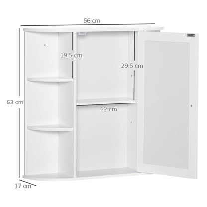 Badkamerkast – Spiegelkast – Wandkast – Opbergkast – Badmeubel – Wit MDF – 66x17x63 cm – Waterbestendig en Compact