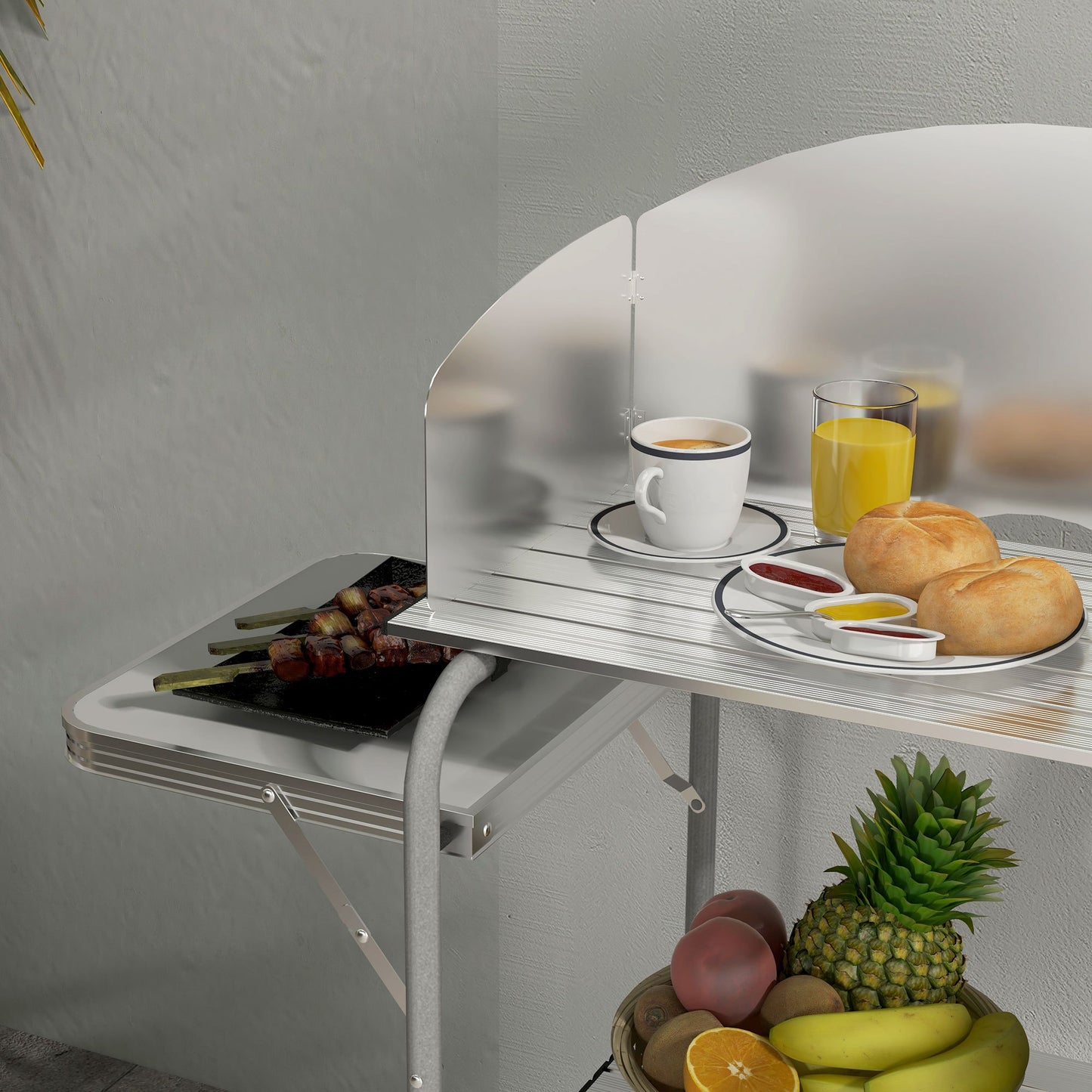 Campingkeuken – Buitenkeuken – Kooktafel – Outdoor Keuken – Draagbare Keuken – Lichtgewicht Aluminium Frame – 3-Zijdige Windbescherming
