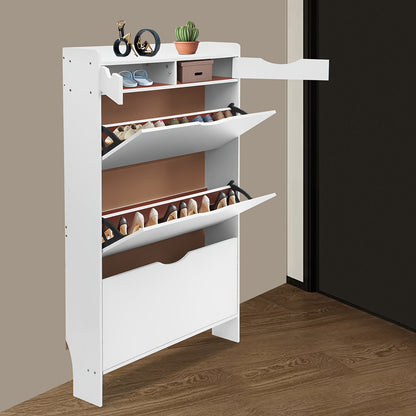 Schoenenkast – Schoenenrek – Schoenenopberger – Opbergkast – Schoenenmeubel – Modern Wit – MDF Materiaal – Flip-Laden Design – Ruimte voor 13+ Paar Schoenen – Muurbevestiging Mogelijk