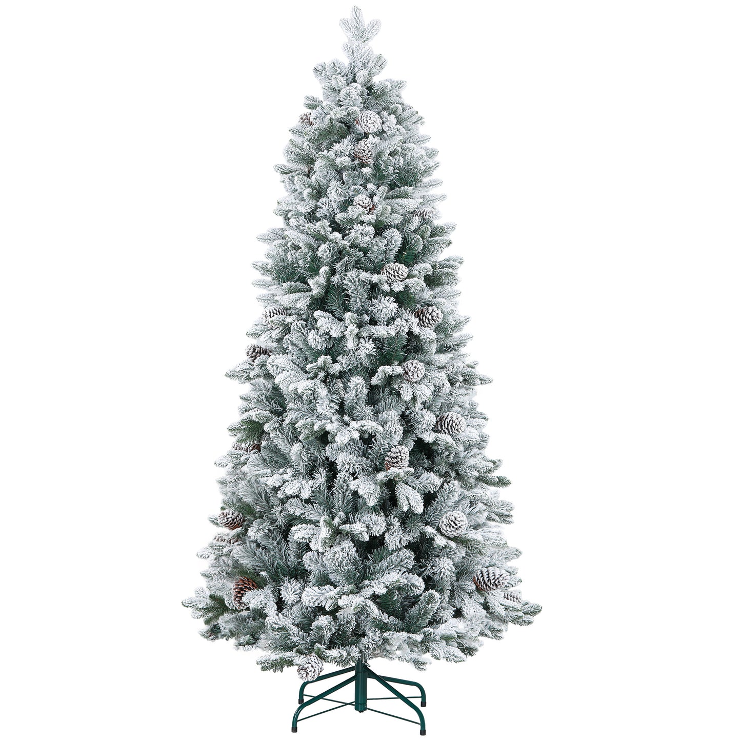 Kunstkerstboom – Kunstmatige Kerstboom – Kerstboom Met Takken – Decoratieve Kerstboom – Sneeuwkerstboom – 180 cm Hoog – 1489 Takken Met Denappeldecoratie
