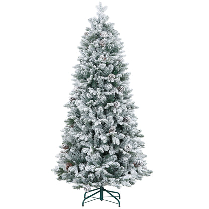 Kunstkerstboom – Kunstmatige Kerstboom – Kerstboom Met Takken – Decoratieve Kerstboom – Sneeuwkerstboom – 180 cm Hoog – 1489 Takken Met Denappeldecoratie