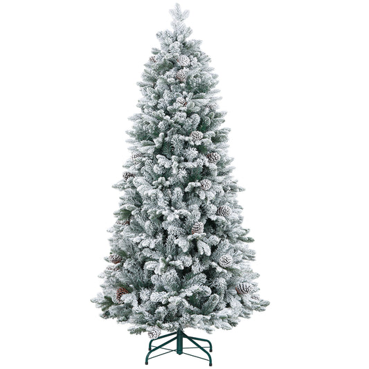 Kunstkerstboom – Kunstmatige Kerstboom – Kerstboom Met Takken – Decoratieve Kerstboom – Sneeuwkerstboom – 180 cm Hoog – 1489 Takken Met Denappeldecoratie