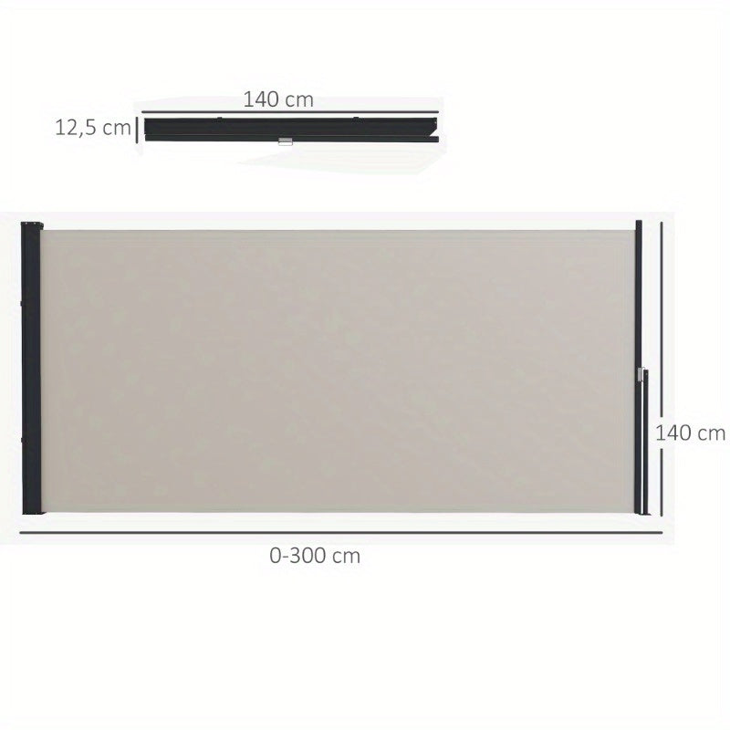 Zonnescherm – Zijscherm – Uitbreidbaar Scherm – Buitenprivacy – Zonwering – 300x140 cm – UV Bescherming – Windbestendig Metaal