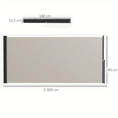 Zonnescherm – Zijscherm – Uitbreidbaar Scherm – Buitenprivacy – Zonwering – 300x140 cm – UV Bescherming – Windbestendig Metaal