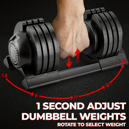 Halters – Verstelbare Dumbbells – Halterset – Fitnessgewichten – Krachttraining – 24 Kg – Antislip Handvat – Stabiele Versterkte Basis