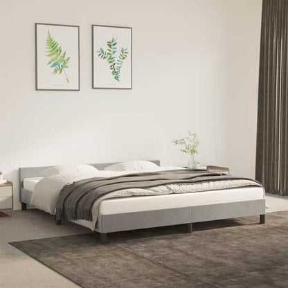 Bedframe – Bed – Tweepersoonsbed – Bedbodem – Slaapbank – Lichtgrijs Velvet – 180x200 cm – Stevig Houten Frame