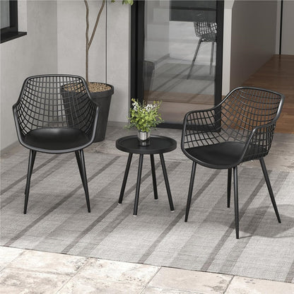 Balkonset – Tuinmeubelset – Balkonmeubelen – Loungeset – Buitenset – Weerbestendig – Met Metalen Frame En Ergonomische Stoelen – Zwart