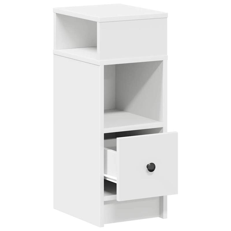 Set of 2 White Bedside Tables with Drawer, Measuring 25X31X66 Cm