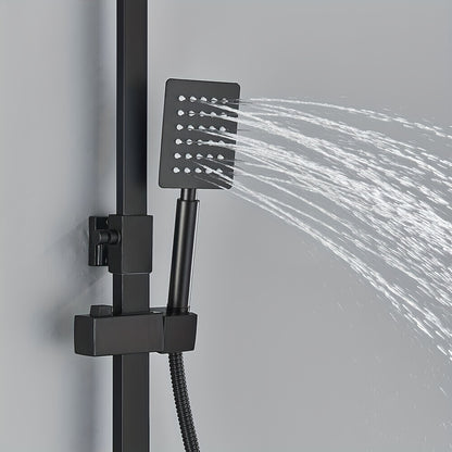 Douche Set Mat Zwart – Douche Accessoires – Regendouche – Overhead Douche – Douche Systeem – Koper Materiaal – Eenvoudige Wandmontage