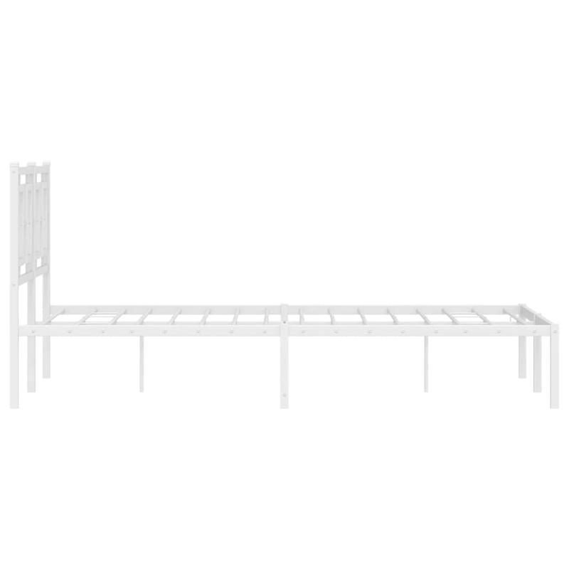 Modern White Metal Bed Frame with Headboard, 120x200cm - Powder-Coated Steel for Strength & Stability, Minimalist Design for Contemporary Bedrooms