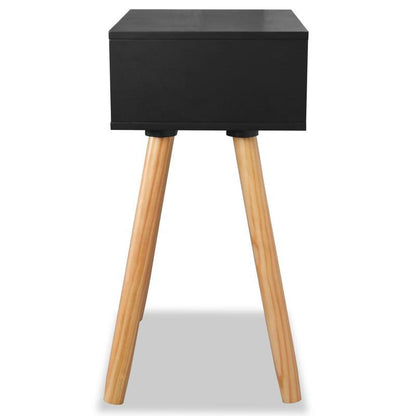 Bedside tables 2 st 40x30x61cm Solid grenenwood black Removable, suitable for indoor use and suitable for all seasons