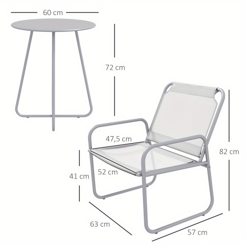 Balkonset – Bistroset – Tuinset – Buitenmeubelset – Zitgroep – Lichtgrijs – Gecoat Staal – Compact Formaat