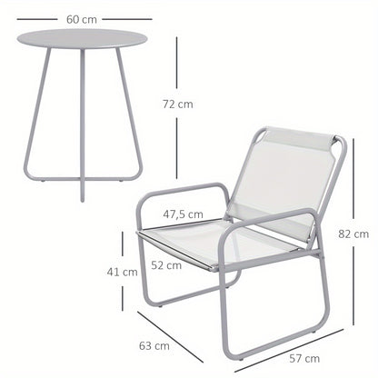 Balkonset – Bistroset – Tuinset – Buitenmeubelset – Zitgroep – Lichtgrijs – Gecoat Staal – Compact Formaat