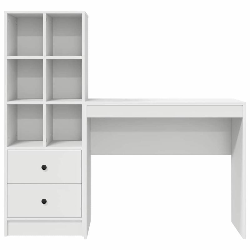 Desk with Storage Space with Shelf 2pcs White 90 X 40 X 76Cm Sleek Exterior, Ample Storage Space, Sturdy And Smooth, Featuring a Minimalist And Functional Design.