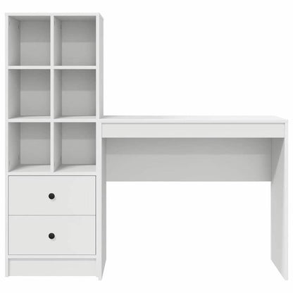 Desk with Storage Space with Shelf 2pcs White 90 X 40 X 76Cm Sleek Exterior, Ample Storage Space, Sturdy And Smooth, Featuring a Minimalist And Functional Design.