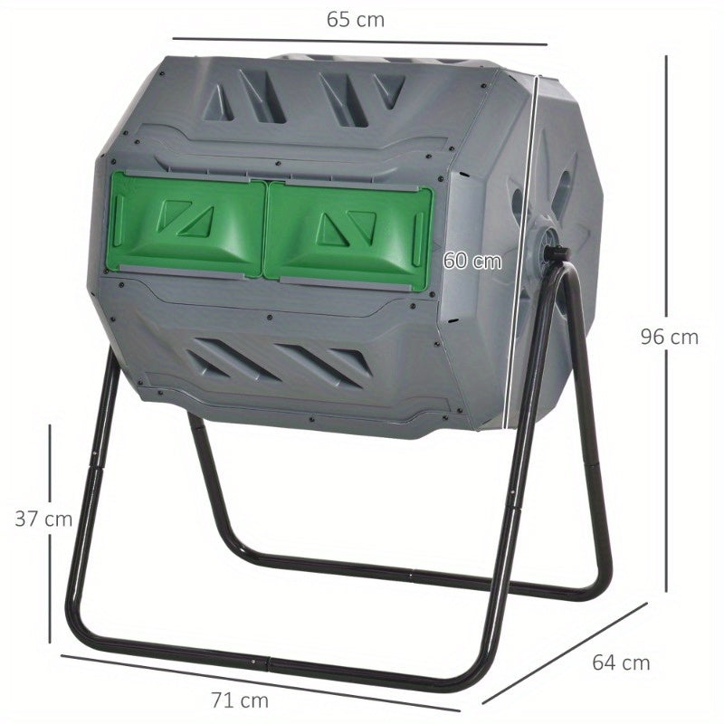 Compostbak – Compostton – Compostvat – Compostcontainer – Composteerder – 160L Dubbelvak Design – Stevige Metaalconstructie Met Ventilatie