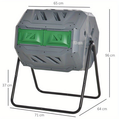 Compostbak – Compostton – Compostvat – Compostcontainer – Composteerder – 160L Dubbelvak Design – Stevige Metaalconstructie Met Ventilatie