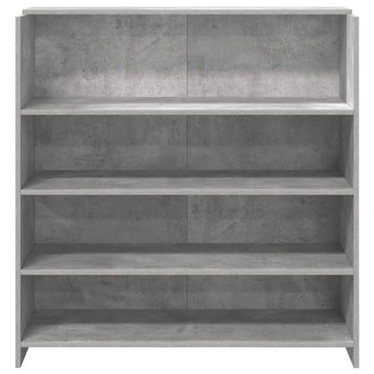 Modern Wood Reception Desk with Storage Shelf - Concrete Gray Desk Suitable for Office & Lobby, Durable Workstation Furniture, 100x50x103.5cm