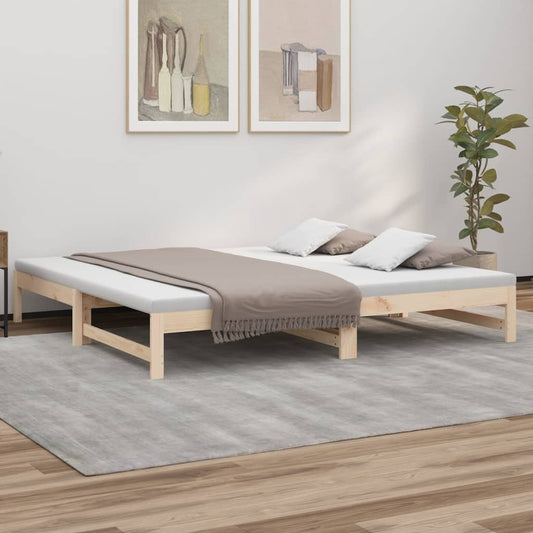 Slaapbank – Bedbank – Slaapstoel – Logeerbed – Multifunctionele Bank – Massief Dennenhout – Uitschuifbaar Bed 205,5x179x30 cm