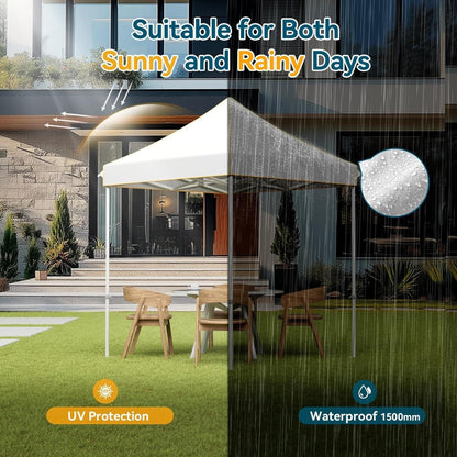 2×2m Pop-Up Canopy with 4 Side Walls, UPF50+ Sunshade, 3 Adjustable Heights, Upgraded Octagonal Tube for Picnic Beach Backyard Commercial Events