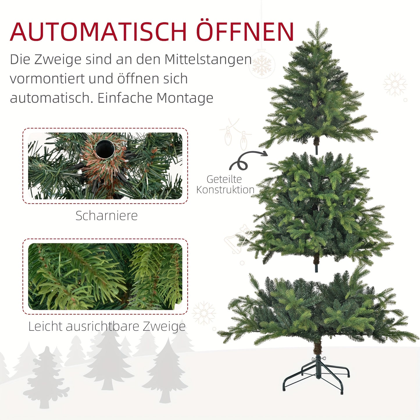 Kunstkerstboom – Nepkerstboom – Kerstboom Kunst – Kunstkerstboom Groene Dennen – Kunstboom 180 cm – 1700 Dichte Takken – Stevige Metalen Voet – Eenvoudige Montage – Binnen en Buiten Geschikt