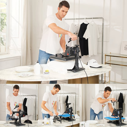 Warmtepers 8-in-1 – Hittepers – Transferpers – Sublimatiepers – T-shirtpers – Grote Verwarmingsplaat 38,1x30,48 cm – Digital LCD Timer en Temperatuurregeling