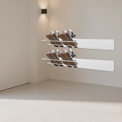 2-Tier/2pcs Wall-Mounted Shoe Rack - Heavy-Duty Iron Shoe Shelf with Space-Saving Vertical/Horizontal Shoe Organizer, Easy Assembly, - Modern for /Office - Holds Sneakers, Boots, (Assembly Required)