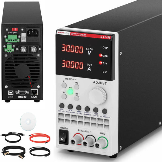 Laboratoriumvoeding – Labvoeding – Stroomvoorziening – Regelbare Voeding – DC Voeding – Instelbaar 0-30V – 0-30A – 300W Vermogen – USB LAN RS232 Interface