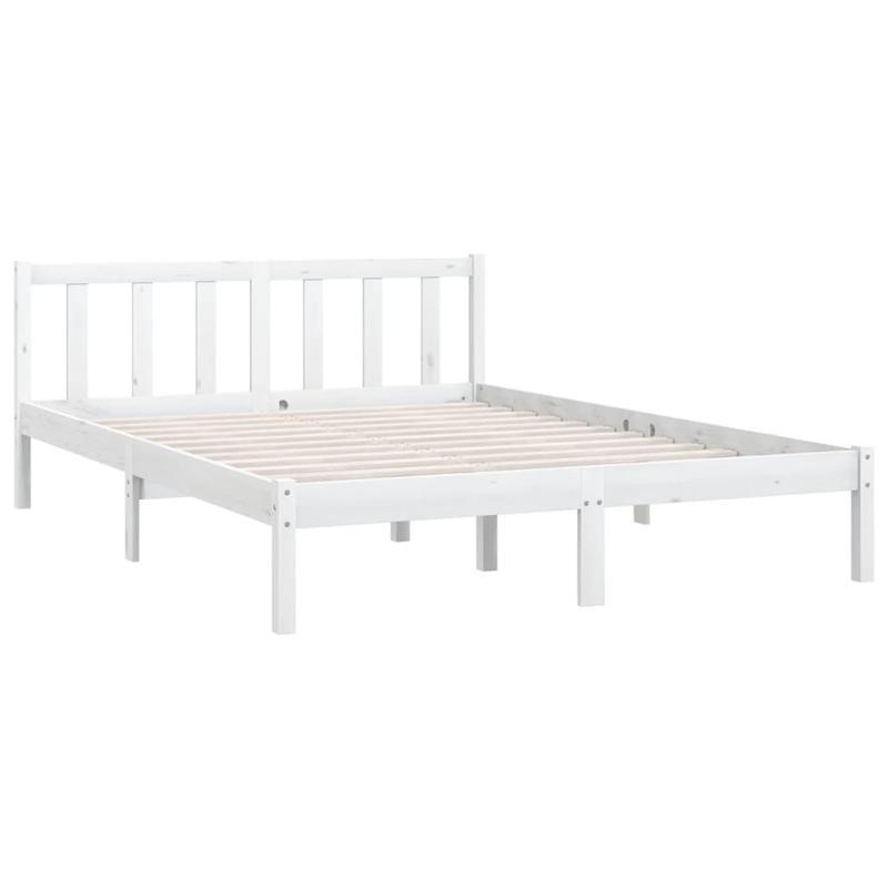 White Solid Pine Bed Frame 150x200cm King Size Practical, removable, suitable for all seasons, Home Bedding, Allseason Bed, Clean Aesthetic, Contemporary Design, Durable Construction, Highquality Wood, Easy Assembly, Practica