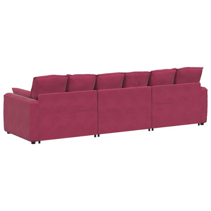 Hoekbank – Modulaire Bank – L-vormige Bank – Zitbank – Loungesofa – Velvet Bekleding – Stevig Metalen Frame – Donkergroen