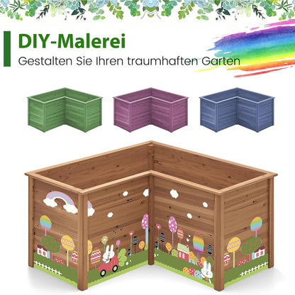 Hoogtebed Tuin – Verhoogd Tuinbed – Plantenbak – Kruidenbak – Bloembed – L-Shape – Hout – 120x120x63 cm – Weerbestendig – Open Bodem
