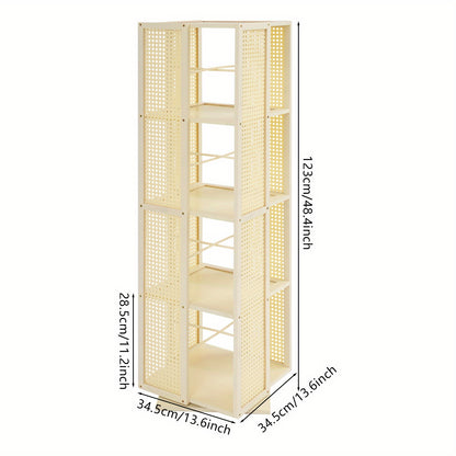 Draaibare Boekenkast – Boekenrek – Opbergkast – Plankenkast – Ruimtebesparende Kast – 4-Laags 360° Draaibaar – Duurzaam Kunststof – Roomwit Modern Design