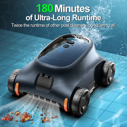 Zwembadrobot – Zwembadstofzuiger – Zwembadreiniger – Pool Cleaner – Automatische Zwembadreiniger – 45.000 Pa Zuigkracht – 180W Borstelloze Motor – 180 Min Accuduur – Geschikt Voor Boven- En Inbouwzwembaden