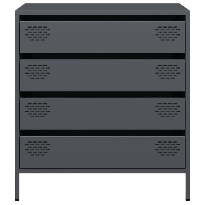 Modern Minimalist Sideboard Cabinet - Cold-Rolled Steel Construction, 3 Drawers, Heavy-Duty Storage for Living Room, Office, Dining Area - Easy Assembly Required - Anthracite Grey Finish, Living Room Storage